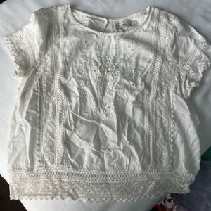 A&F White Eyelet Top
